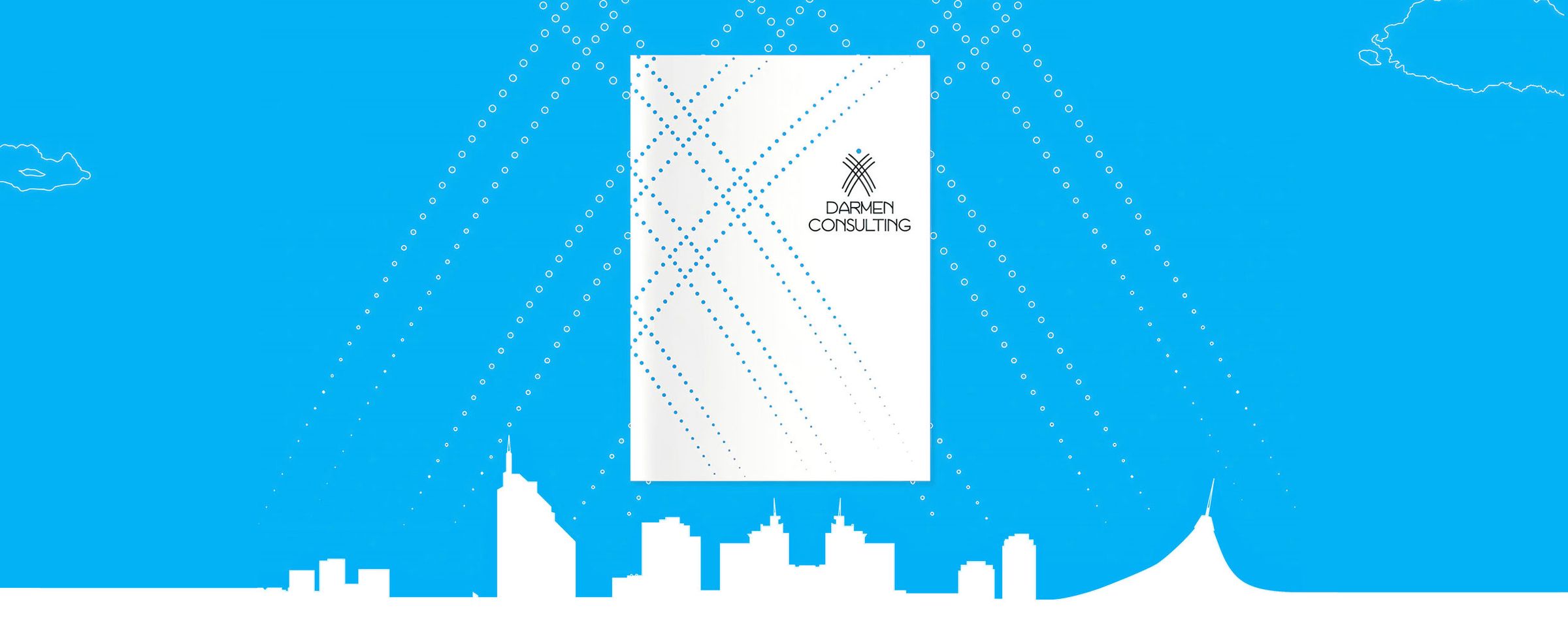 Обложка буклета «Дармен консалтинг» с лаконичным фирменным дизайном