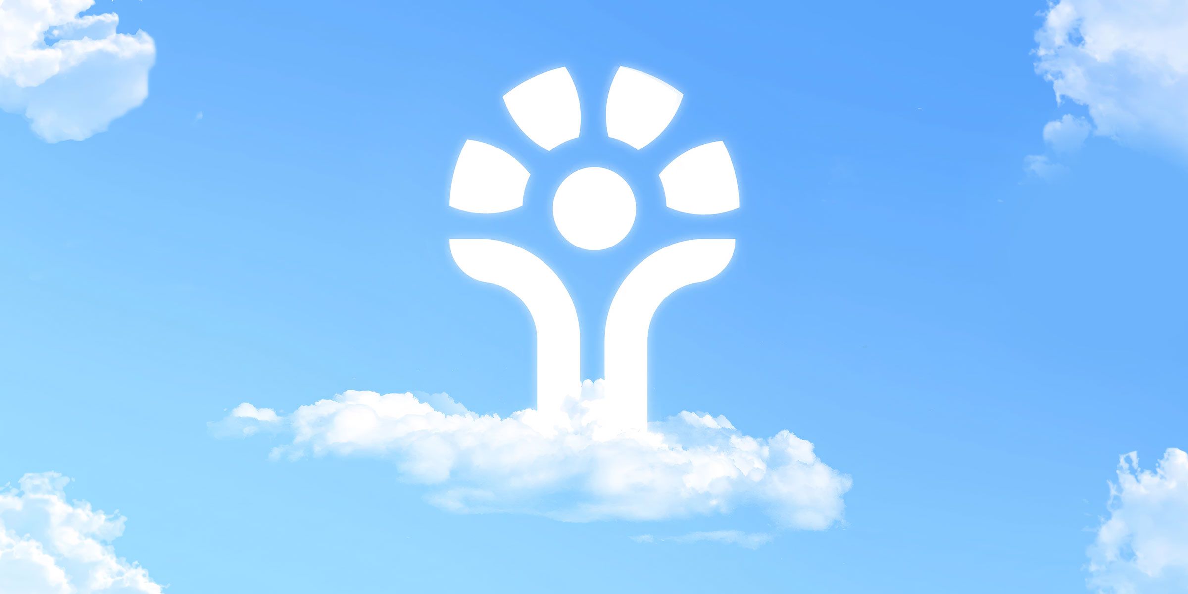 Логотип «Эко-Агро», парящий среди облаков — визуальный образ света и роста